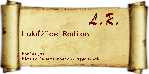 Lukács Rodion névjegykártya